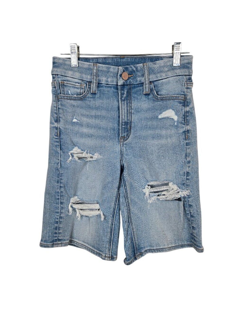 Y2K BKE Distressed Denim Jean Shorts Blue Womens Size 24 Casual Fit Raw Hem